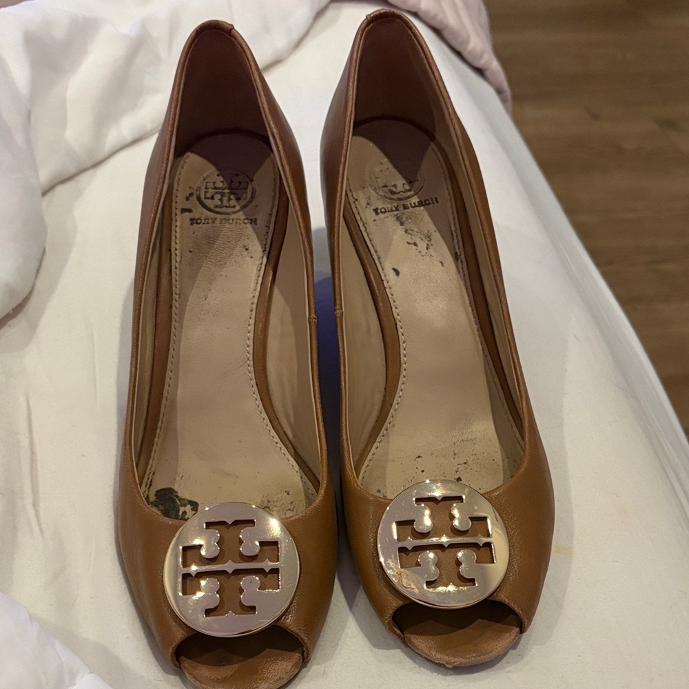 Tory Burch Brown Peep-Toe Heels